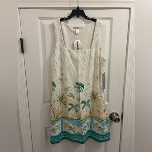 London Times Palm Print Midi Dress